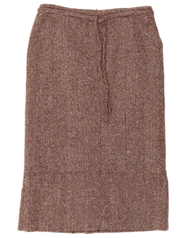 Vintage Damen gerader Rock EU 38 Medium W30 Burgunder Fischgrätenwolle