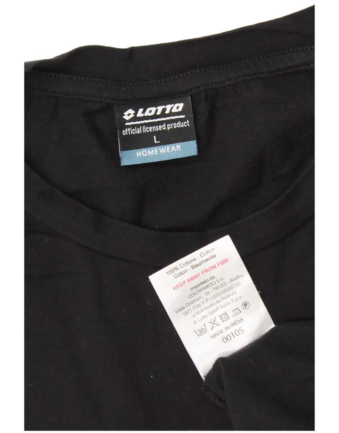 Lotto Herren T-Shirt Top Large Schwarz Baumwolle