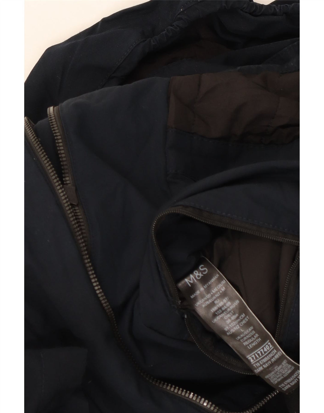 Marks & Spencer Herren-Utility-Jacke mit Kapuze, UK 38, mittelmarineblaue Baumwolle