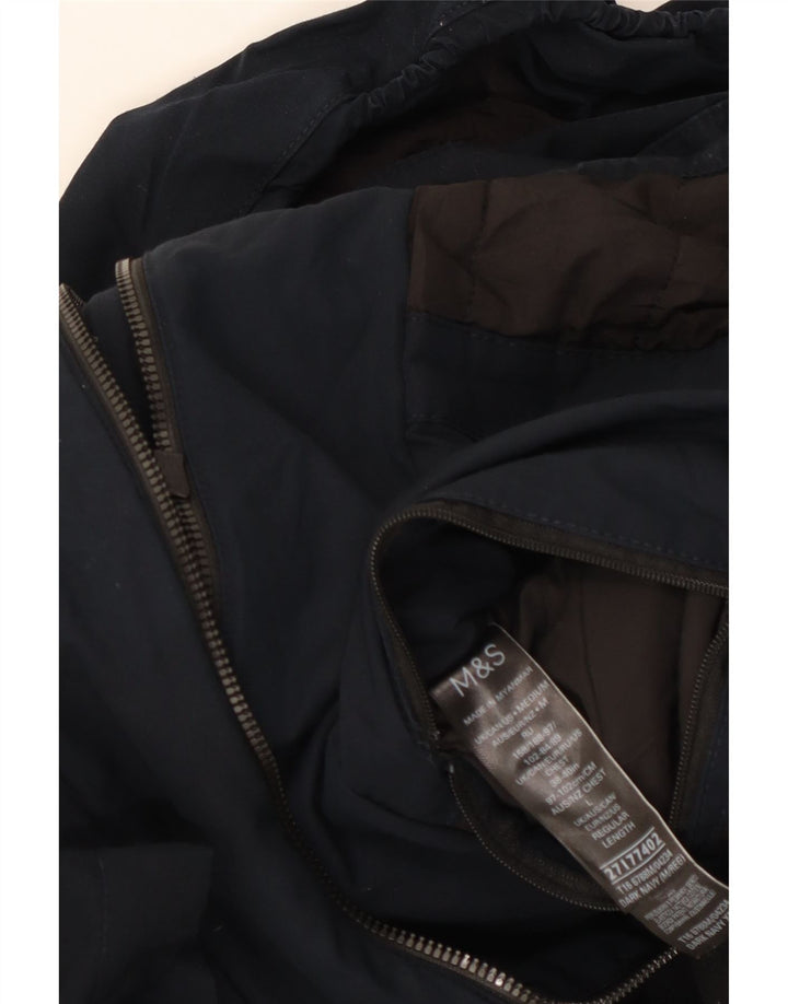 Marks & Spencer Herren-Utility-Jacke mit Kapuze, UK 38, mittelmarineblaue Baumwolle