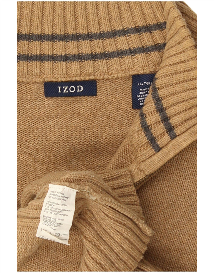 Izod Herren-Pullover mit Reißverschluss am Hals, XL, beige Baumwolle
