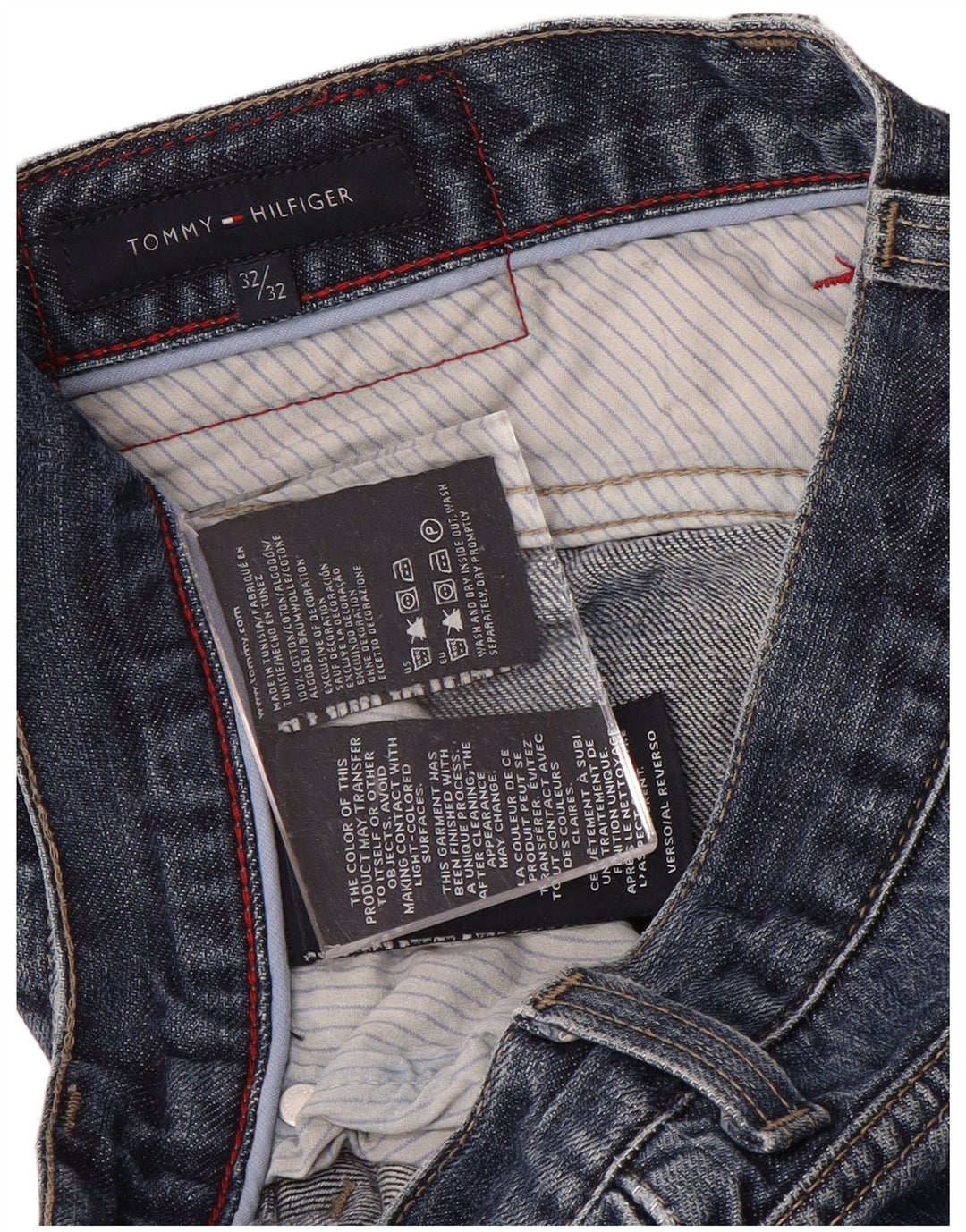 TOMMY HILFIGER Herren Straight Jeans W32 L29 Marineblau Baumwolle