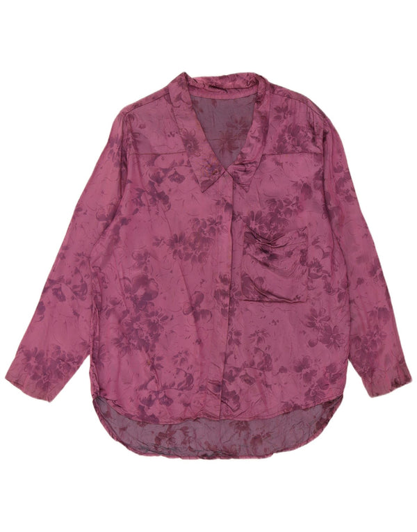 Vintage Damen Shirt UK 16 Groß Lila Blumen