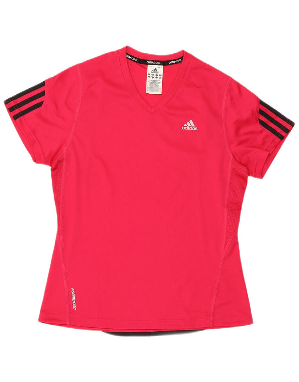 ADIDAS Damen Climacool T-Shirt Top UK 12 Mittelrosa Polyester