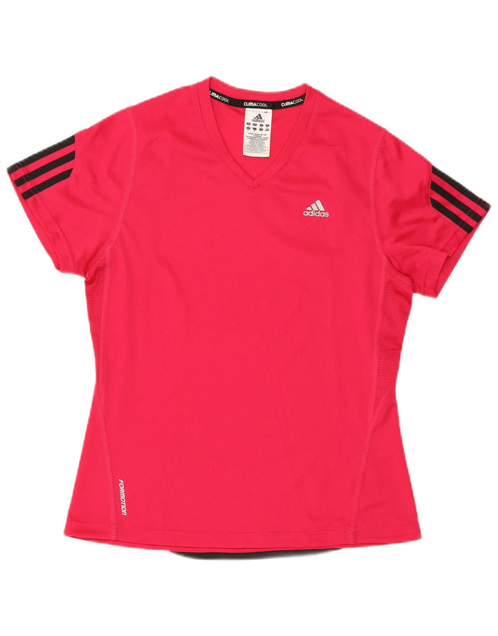 ADIDAS Damen Climacool T-Shirt Top UK 12 Mittelrosa Polyester