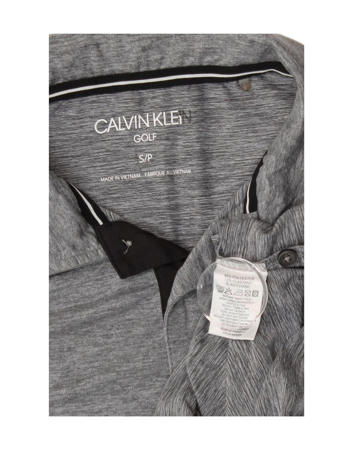 Calvin Klein Herren-Golf-Poloshirt, klein, grau geflecktes Polyester