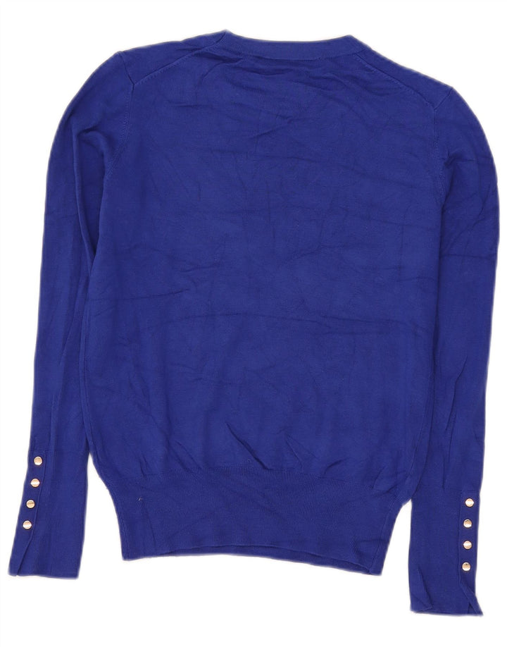 Zara Damen Crop Crew Neck Pullover Pullover UK 12 Mittelblau