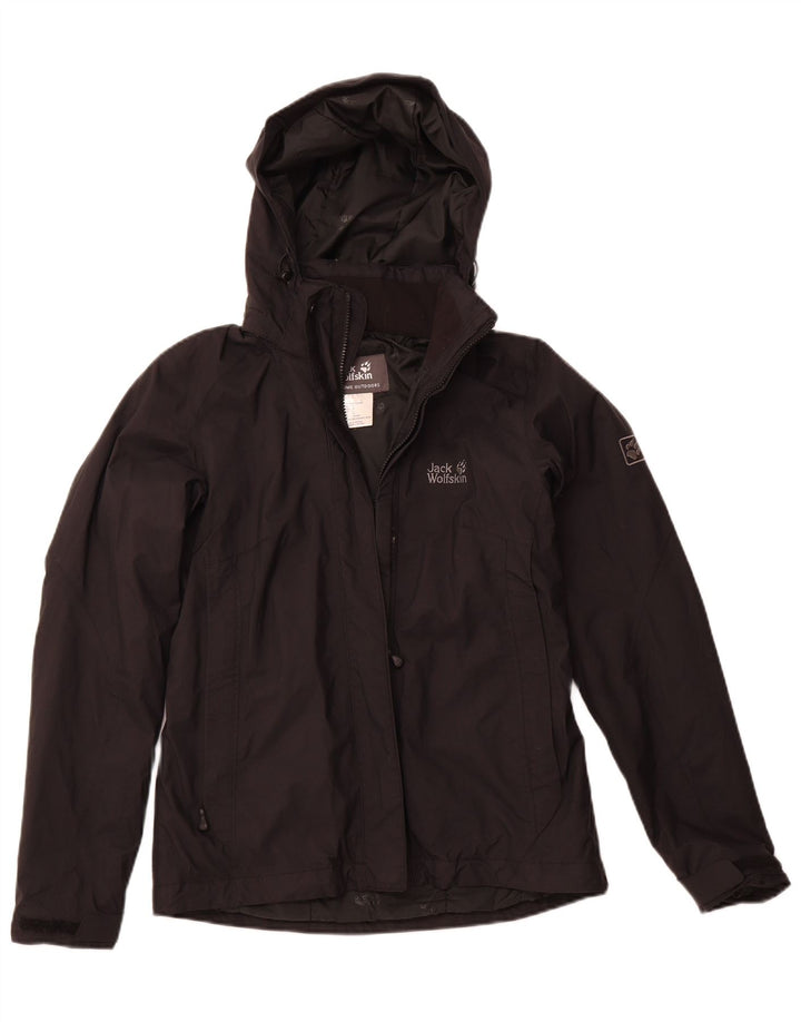 JACK WOLFSKIN Damen-Windbreakerjacke mit Kapuze, Gr. 10, Größe S, Schwarz, Polyamid