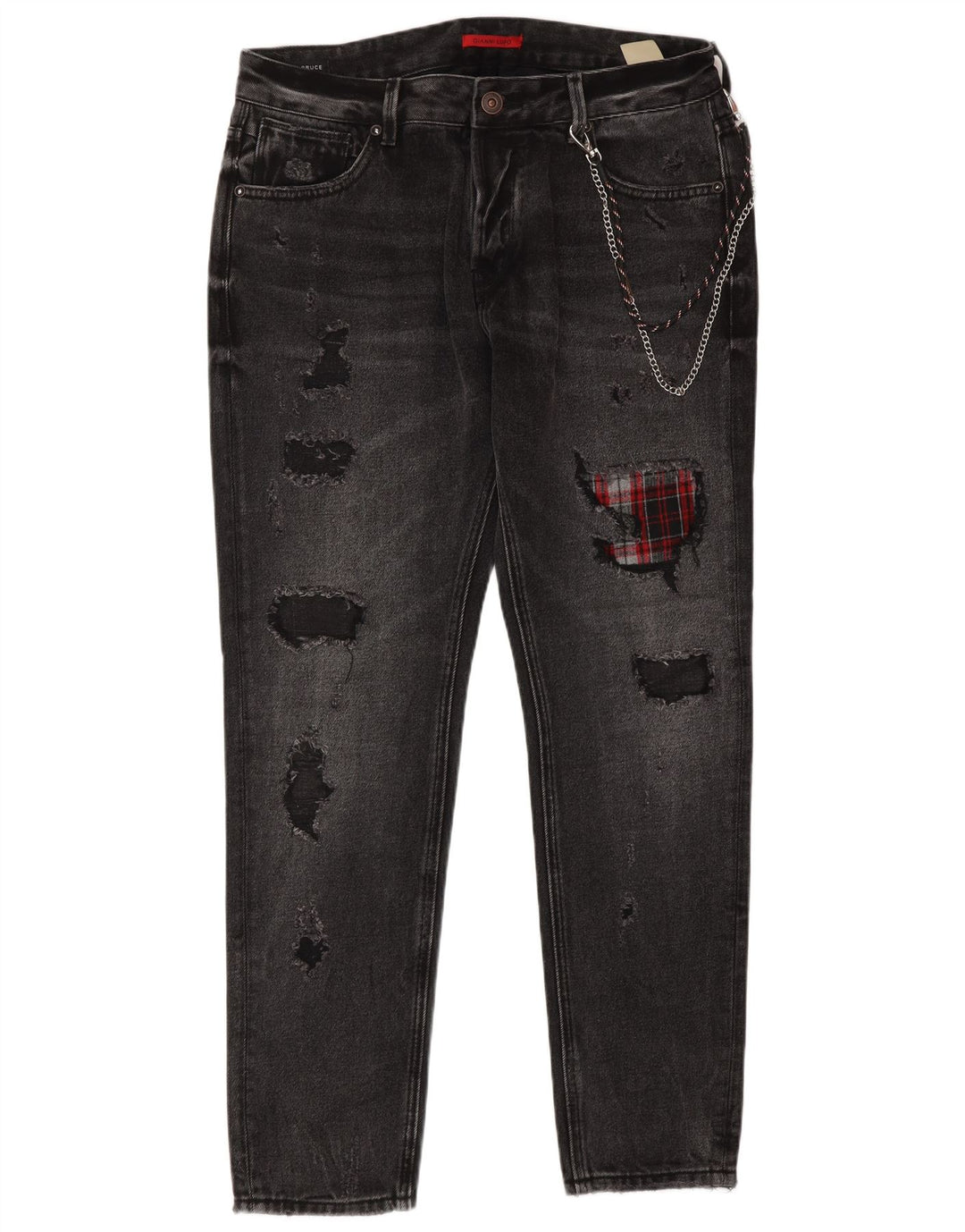 Gianni Lupo Herren Bruce Distressed Slim Jeans IT 48 Mittel W34 L30 Grau