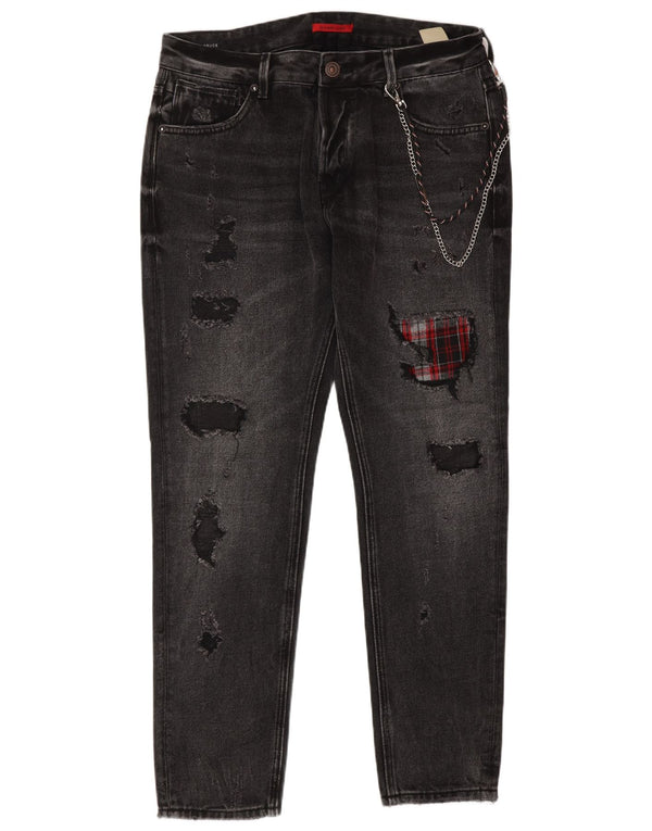 Gianni Lupo Herren Bruce Distressed Slim Jeans IT 48 Mittel W34 L30 Grau