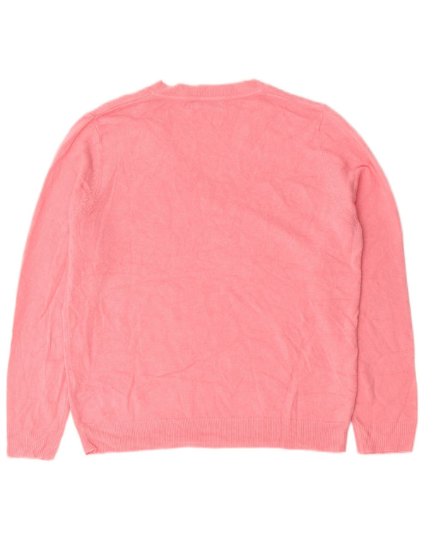Marks & Spencer Damen-Pullover mit V-Ausschnitt, UK 14, Mittelrosa, Acryl