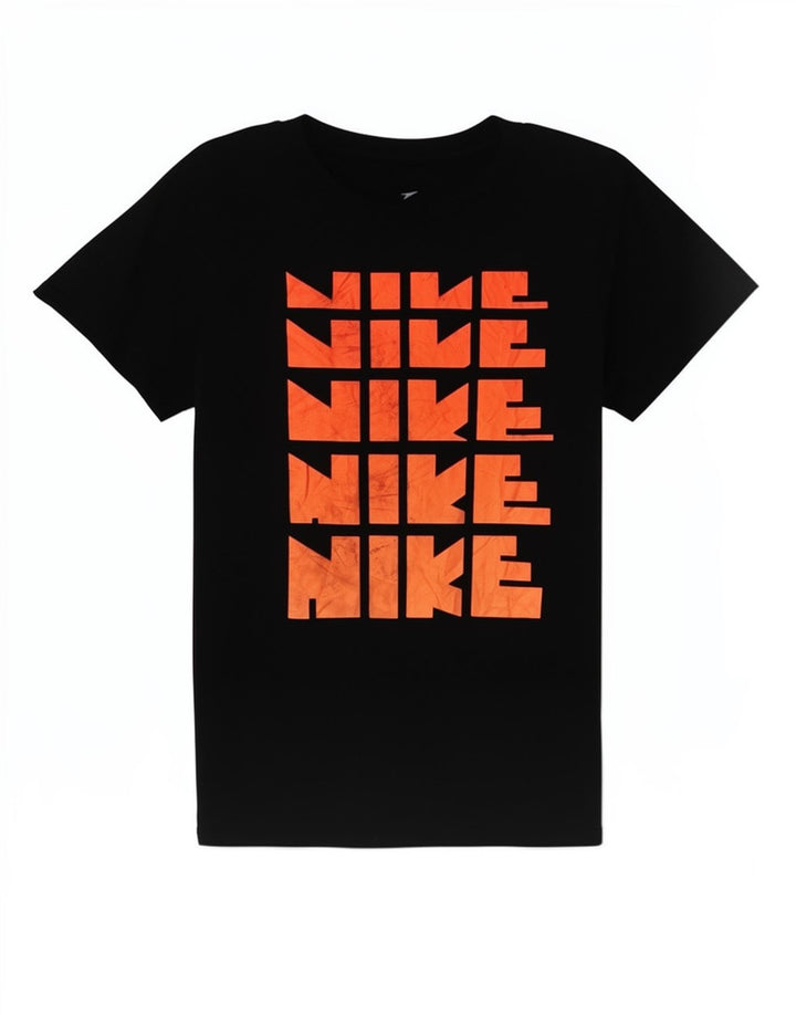 Nike Womens Graphic T-Shirt Top UK 12 Mittelschwarze Baumwolle