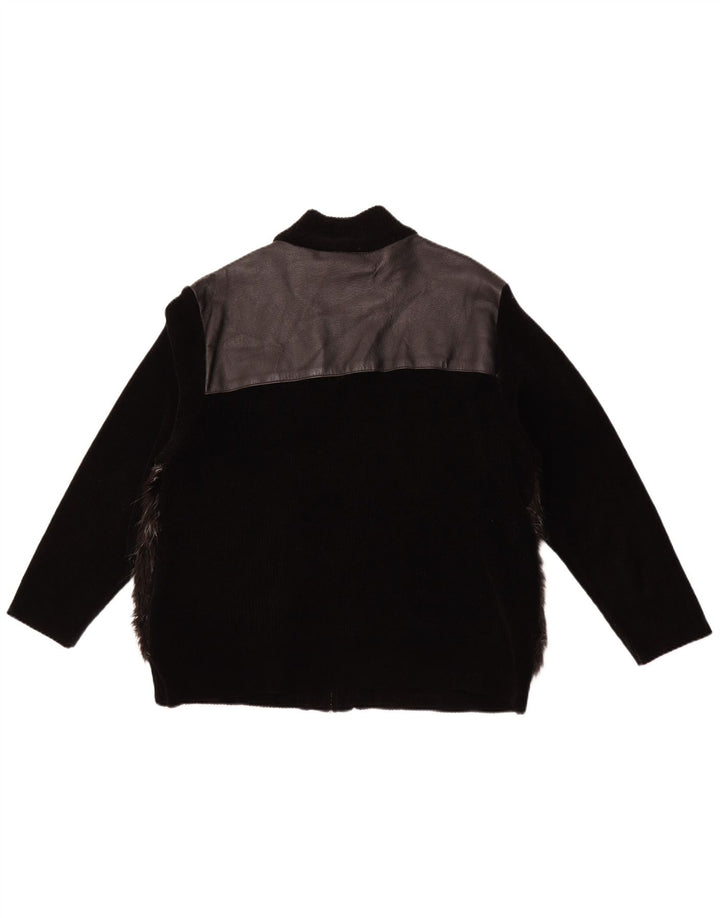 VINTAGE Damen Lederjacke UK 18 XL Schwarzes Leder