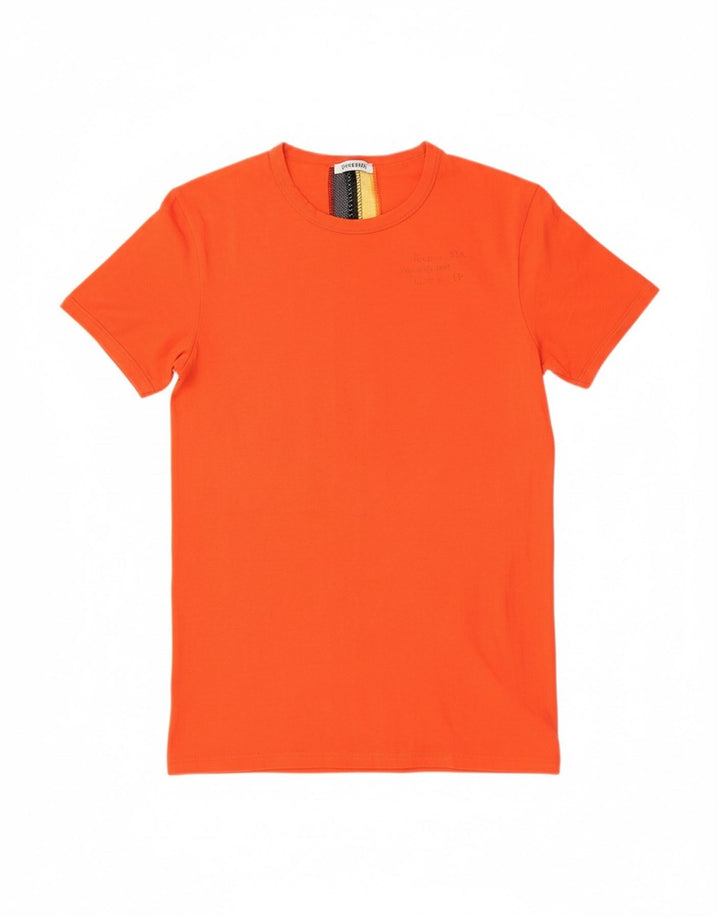 BIKKEMBERGS Mens Graphic T-Shirt Top Medium Orange Cotton