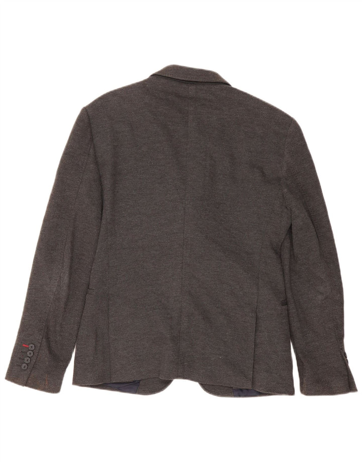Zara Herren-Blazer mit 2 Knöpfen, EU 48, mittelgraues Polyester