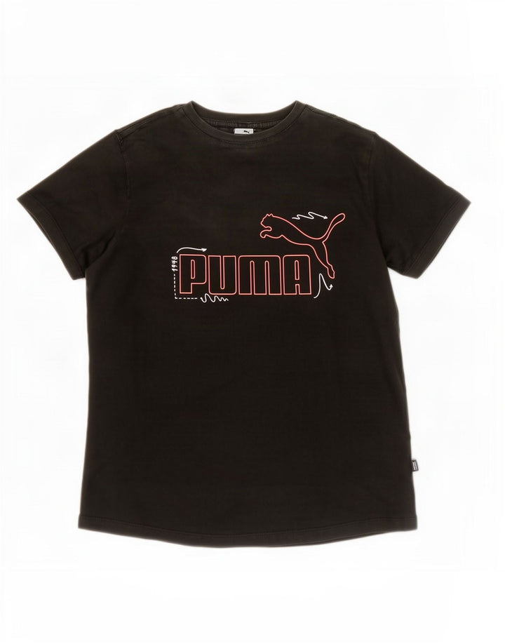 Puma Damen Grafik T-Shirt Top UK 14 Large Schwarz