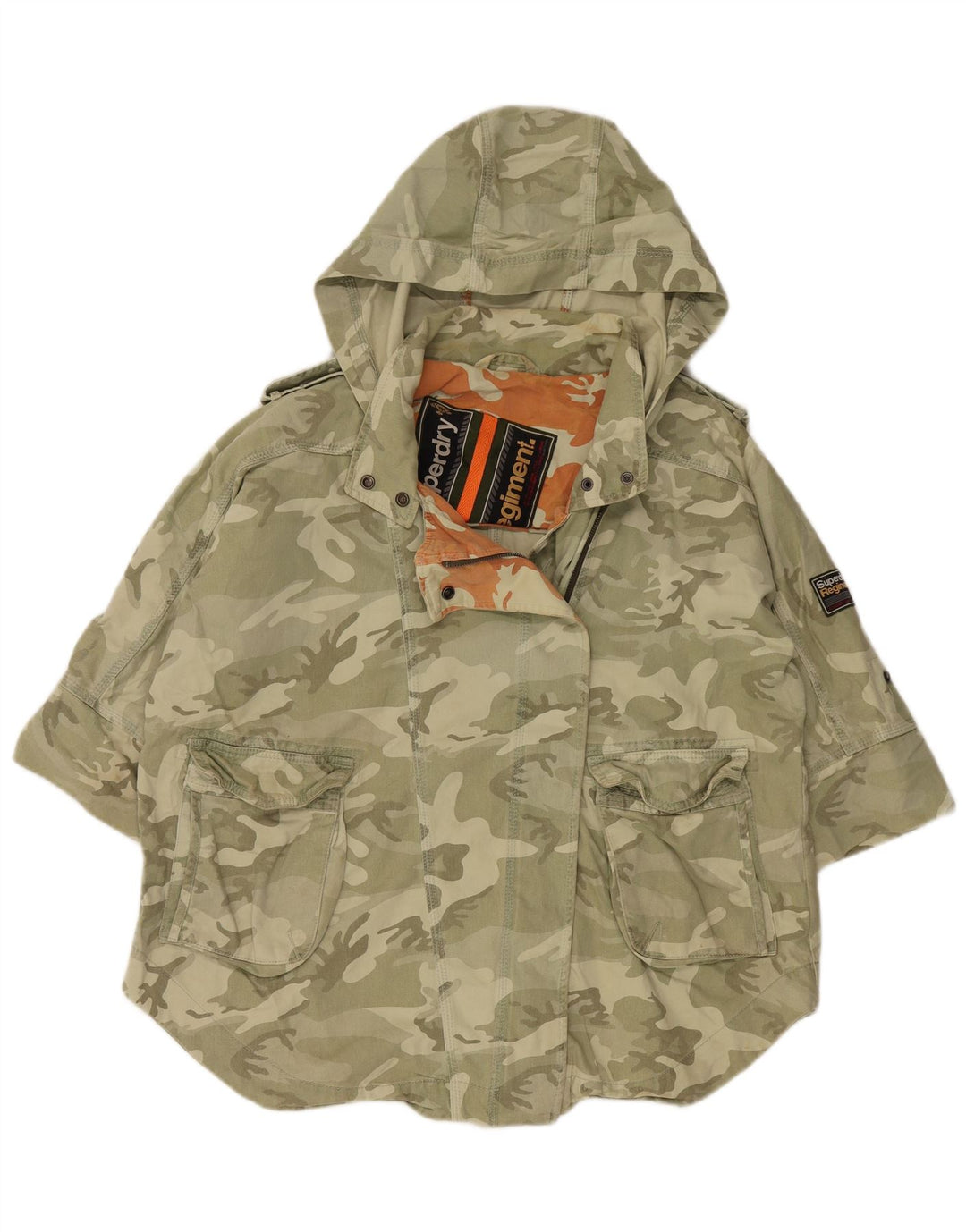 Superdry Damen Übergroße Militärjacke mit 3/4-Ärmeln, UK 14, mittleres Khaki
