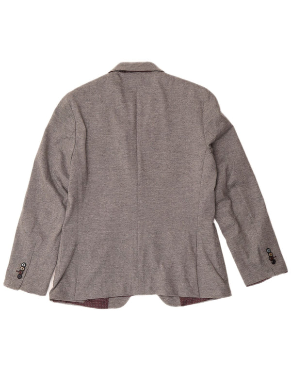 John Barritt Damen 2-Knopf-Blazerjacke IT 50 XL Graue Baumwolle