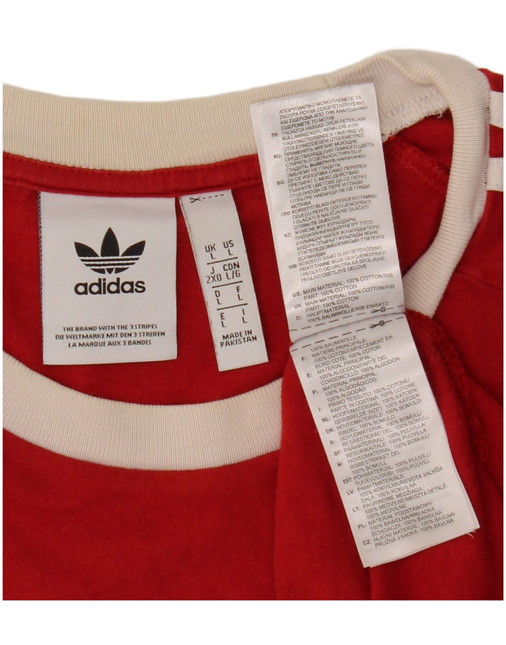 ADIDAS Herren T-Shirt Top Große rote Baumwolle