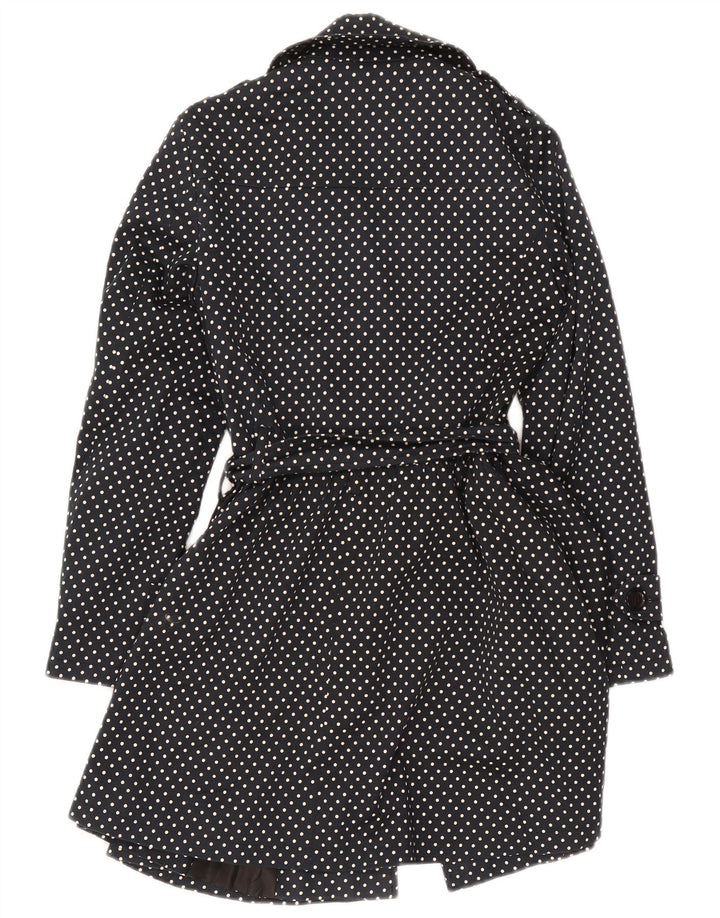 Oasis Damen Trenchcoat UK 8 Small Schwarz gepunktete Baumwolle