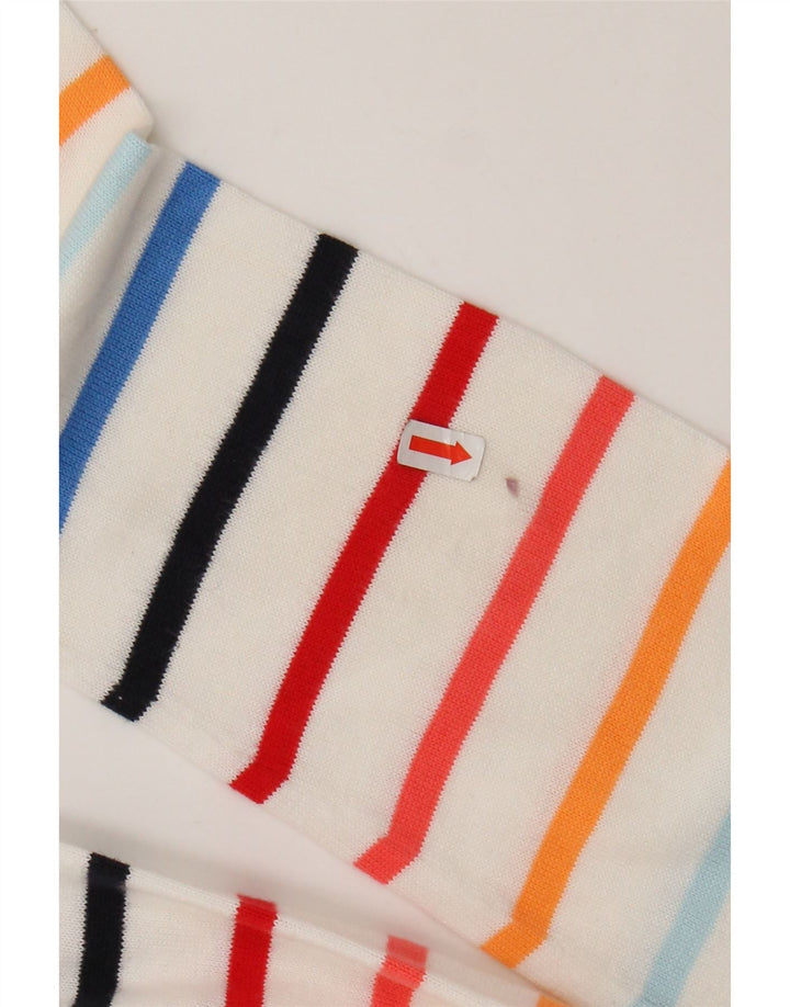 TOMMY HILFIGER Damen-Pullover mit V-Ausschnitt, Gr. 10, Größe S, weiß gestreift