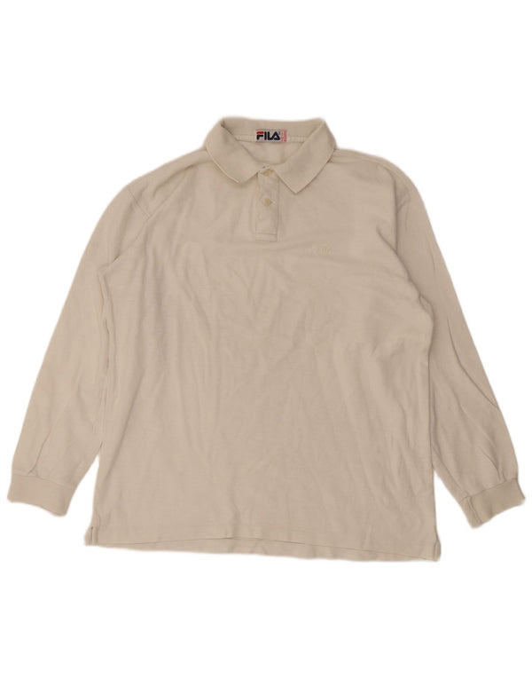 Fila Herren Langarm-Poloshirt US 42 Large Weiß