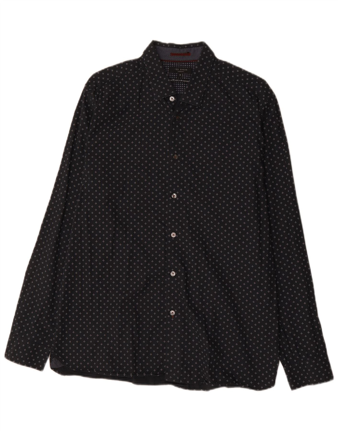 Ted Baker Herrenhemd Größe 6 2XL Schwarze geometrische Baumwolle