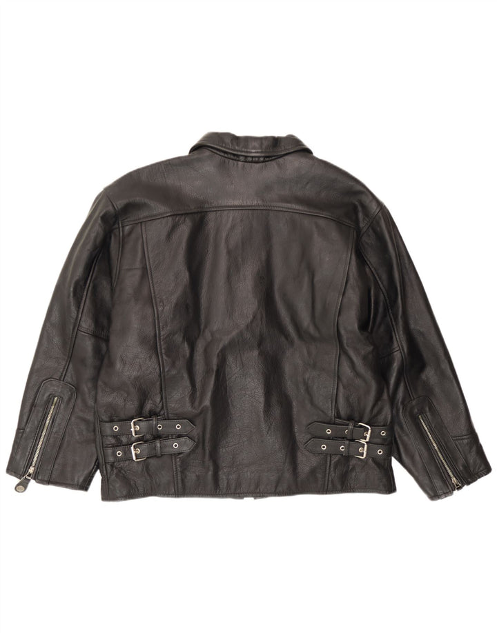 Vintage Herren Lederjacke EU 54 2XL Schwarzes Leder