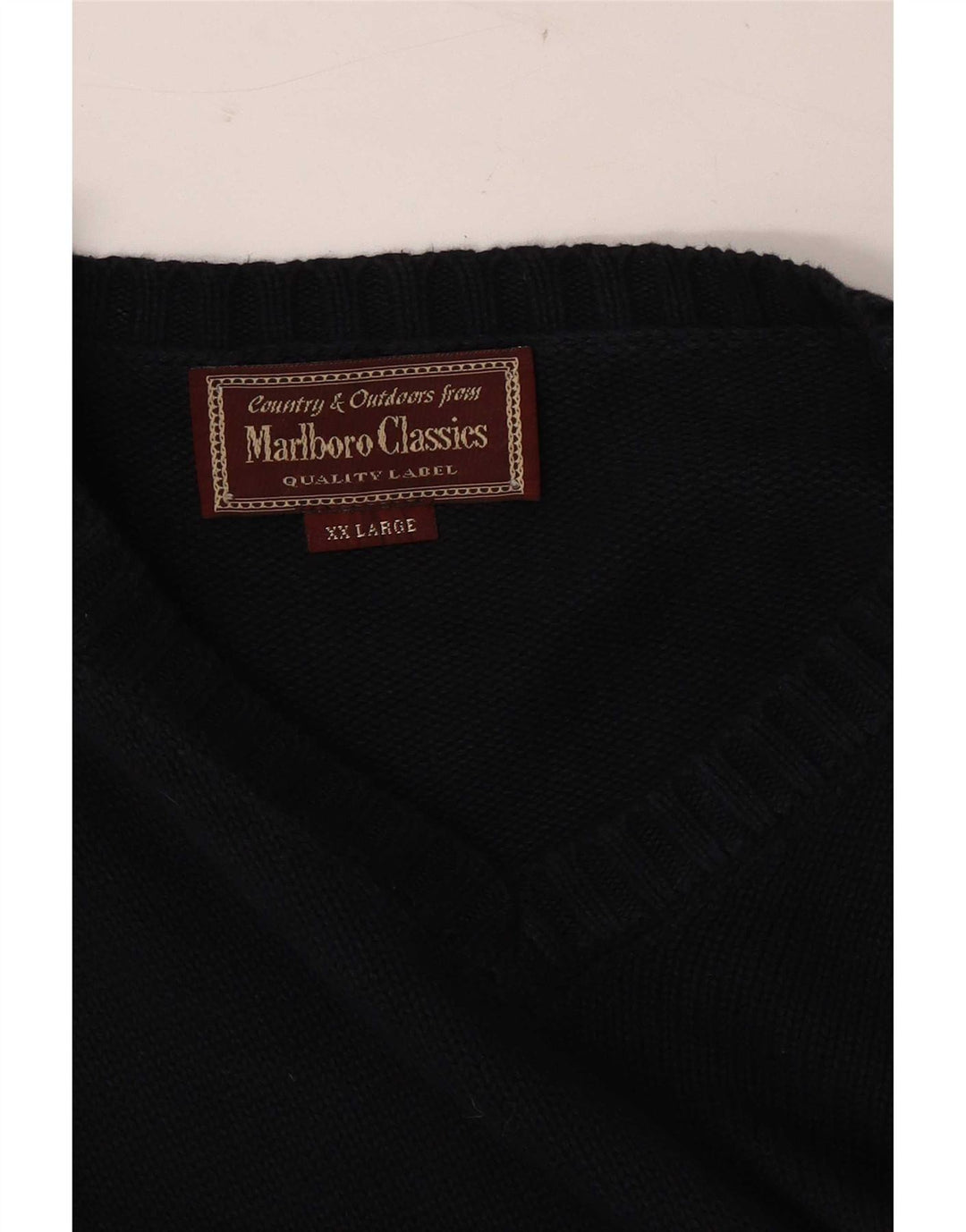Marlboro Classics Herren-Pullover mit V-Ausschnitt, 2XL, Marineblau