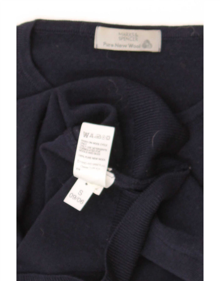 Marks & Spencer Damen-Pullover mit Rundhalsausschnitt, UK 12, mittelmarineblaue Wolle
