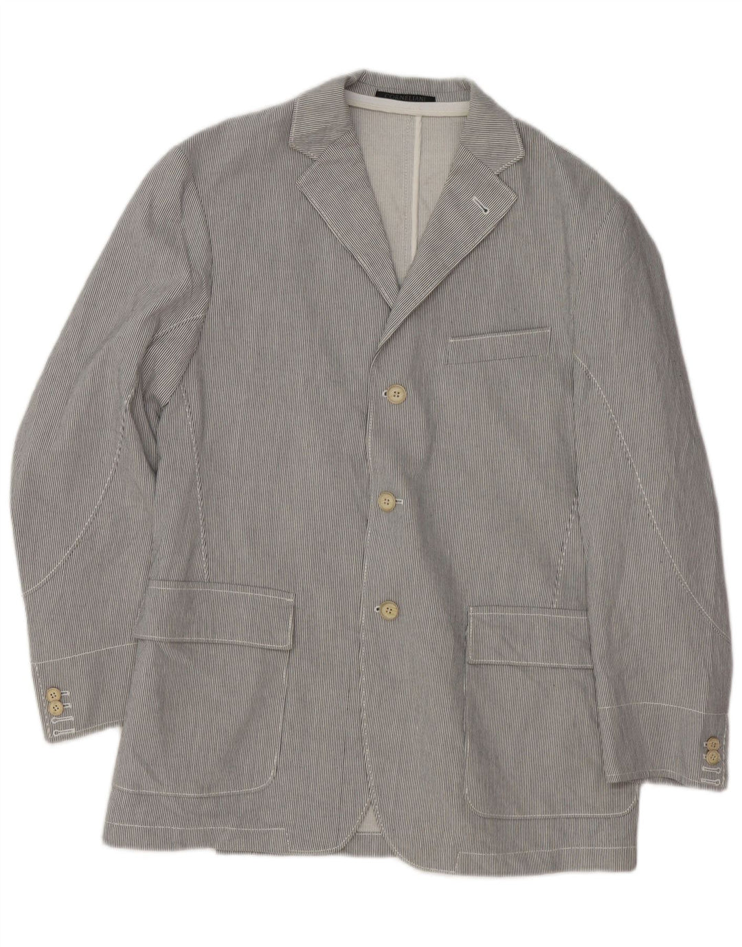 Corneliani Herren-Blazer mit 3 Knöpfen, Gr. 36, klein, grau, Nadelstreifen