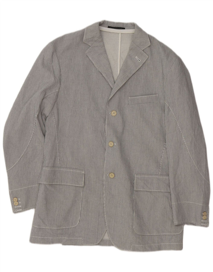 Corneliani Herren-Blazer mit 3 Knöpfen, Gr. 36, klein, grau, Nadelstreifen