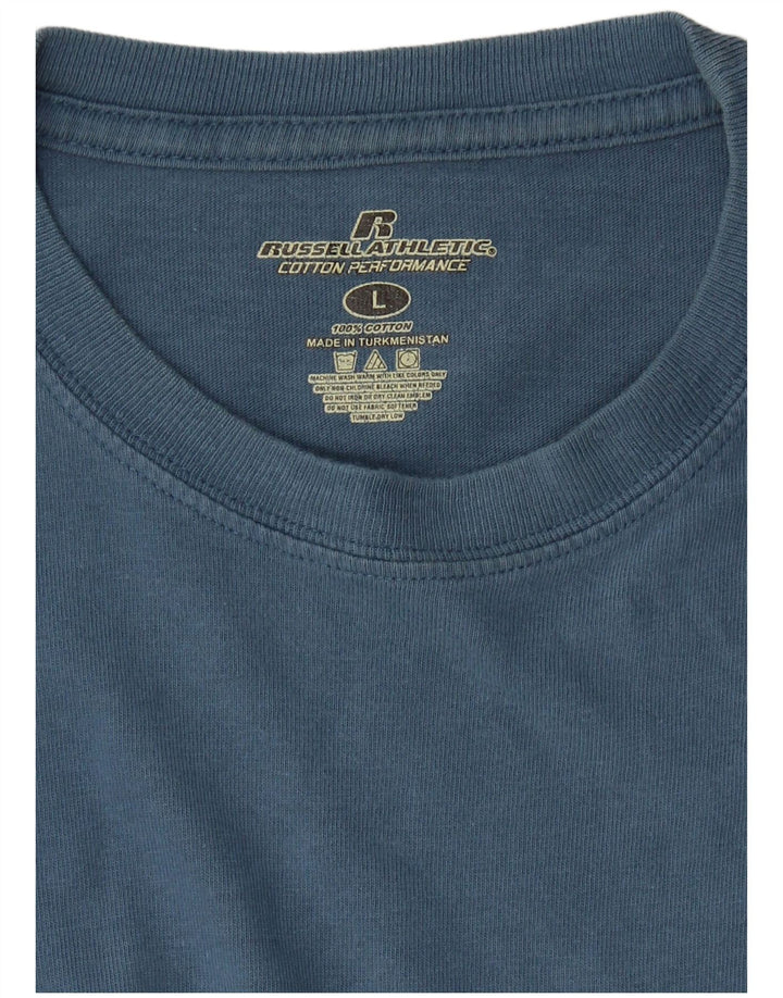 Russell Athletic Herren T-Shirt Top Large Blau Baumwolle
