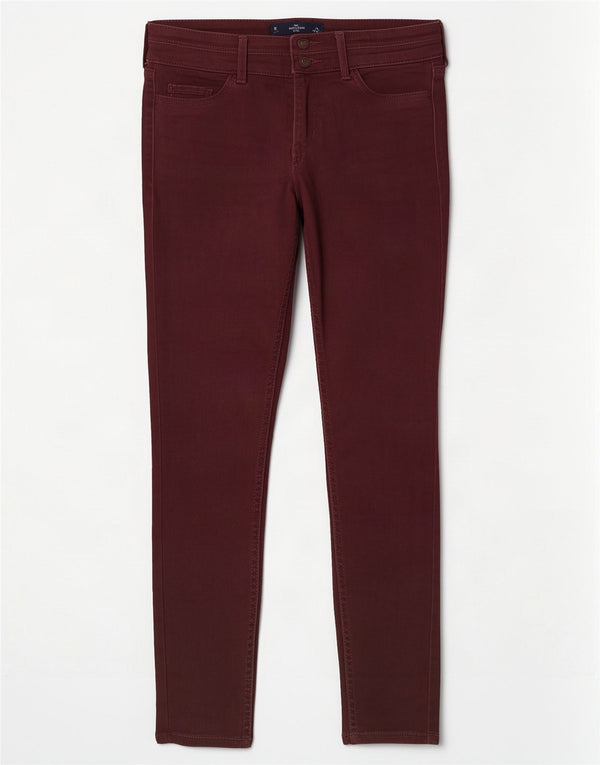 Hollister Damen Crop Skinny Jeans US 0 XS W24 L26 Burgund Baumwolle