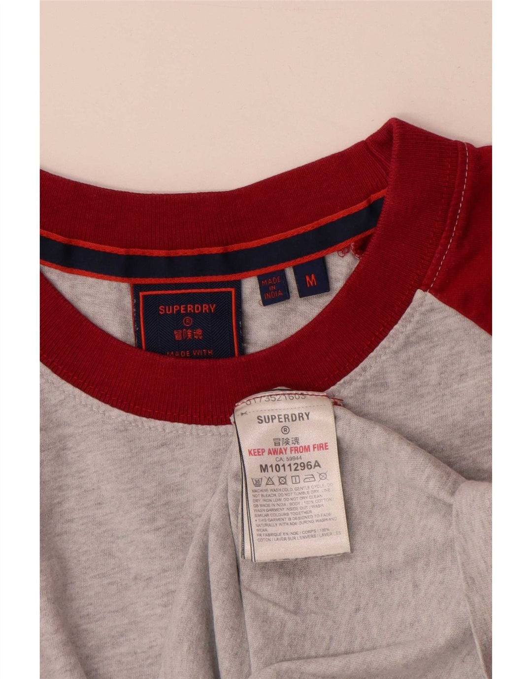 Superdry Herren T-Shirt-Oberteil aus mittelgrauer Colourblock-Baumwolle