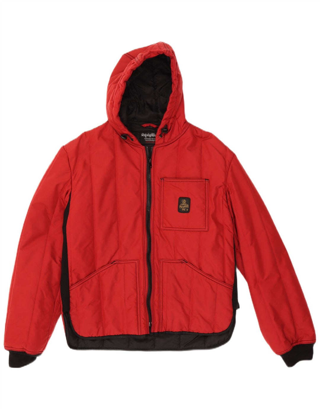 Refrigiwear Wattierte Damenjacke mit Kapuze, UK 16, Größe L, Rot, Farbblock