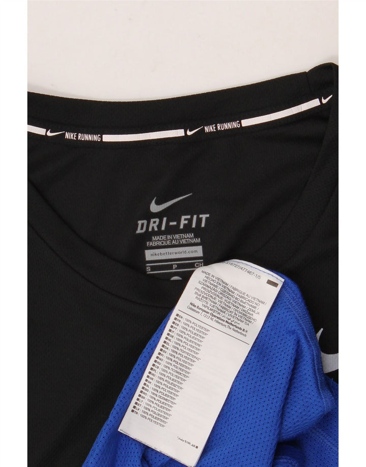 NIKE Herren Dri Fit T-Shirt Top Small Schwarz Colourblock Polyester
