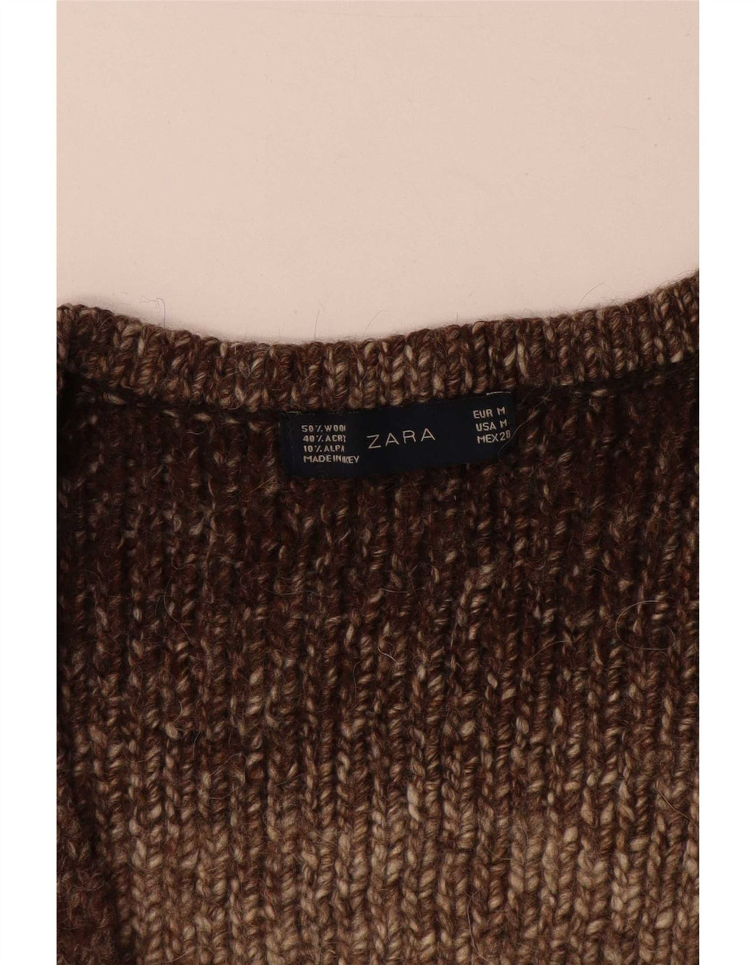 Zara Damen Crop Cardigan Pullover UK 14 Mittelbraune Wolle