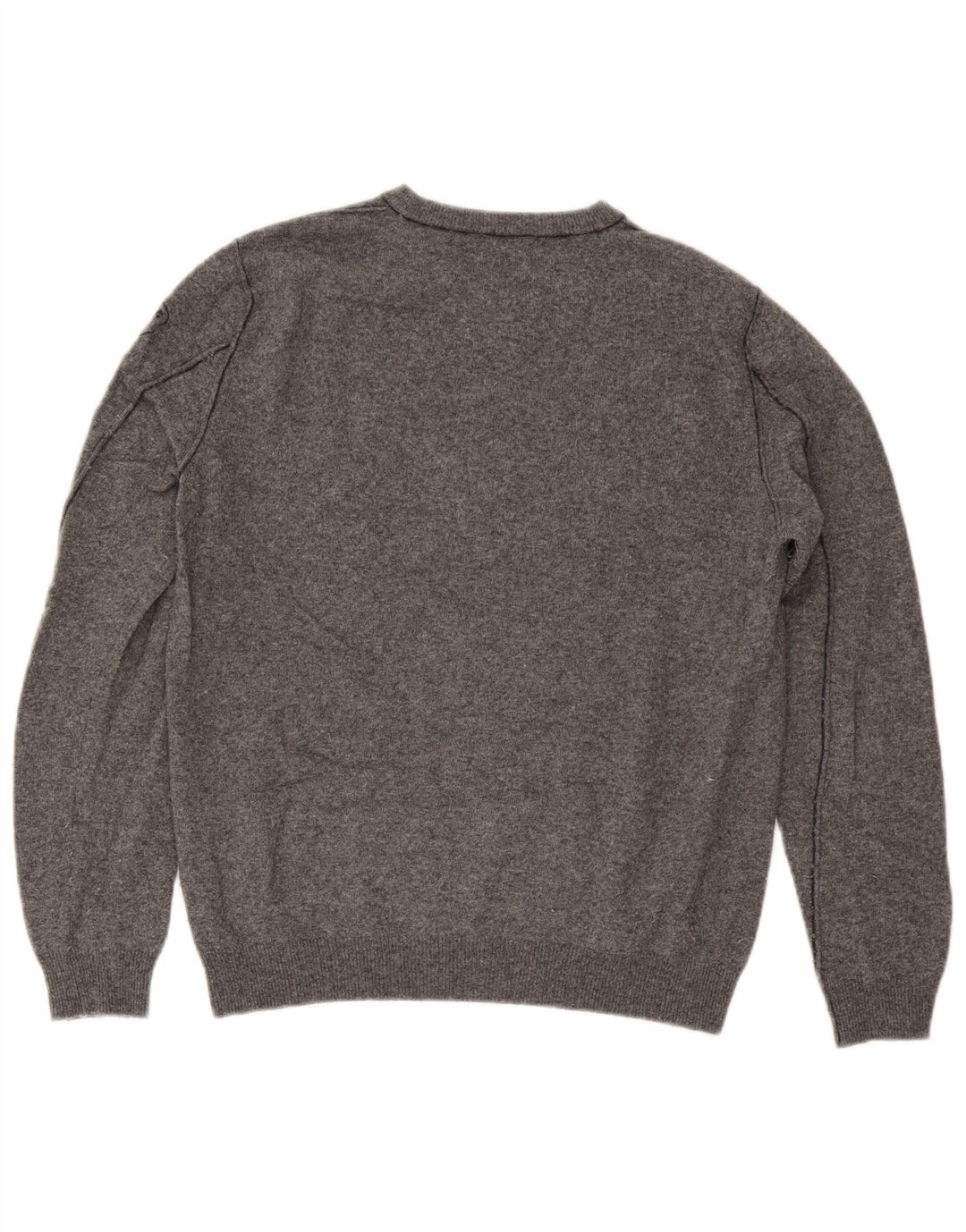 Blauer Herren-Pullover mit Rundhalsausschnitt, groß, grau gesprenkelte Wolle