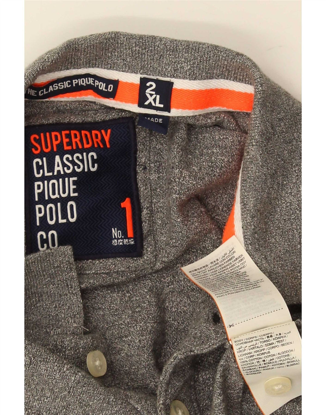 Superdry Herren-Poloshirt 2XL aus grauer Baumwolle