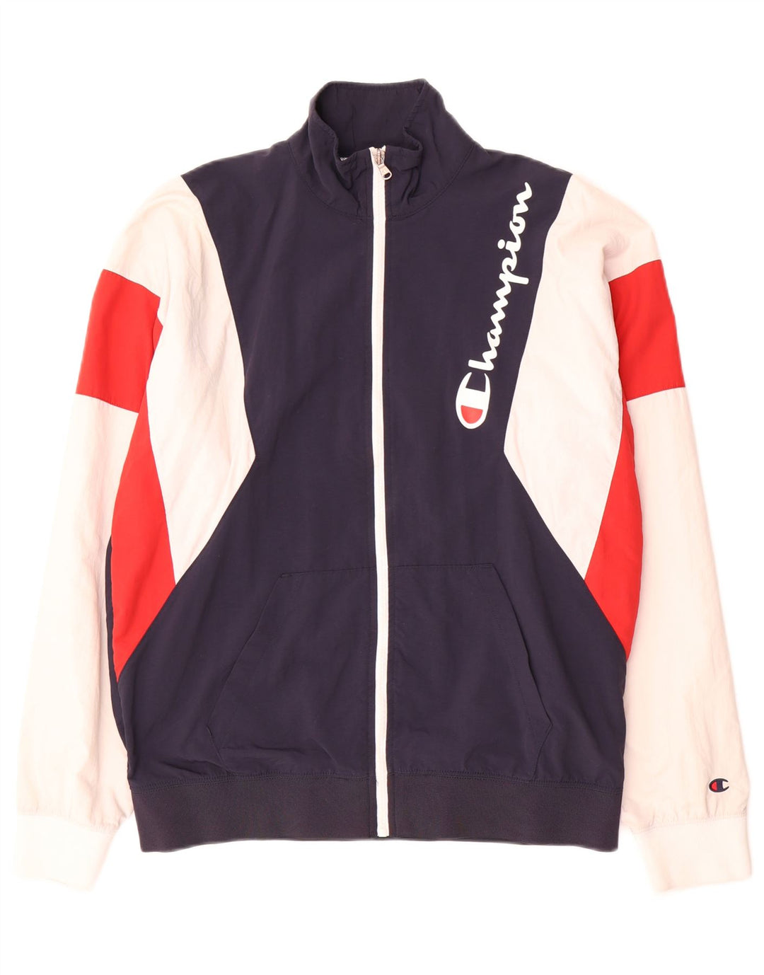 Champion Herren-Trainingsanzugoberteil mit Grafik, mittleres Marineblau, Farbblock