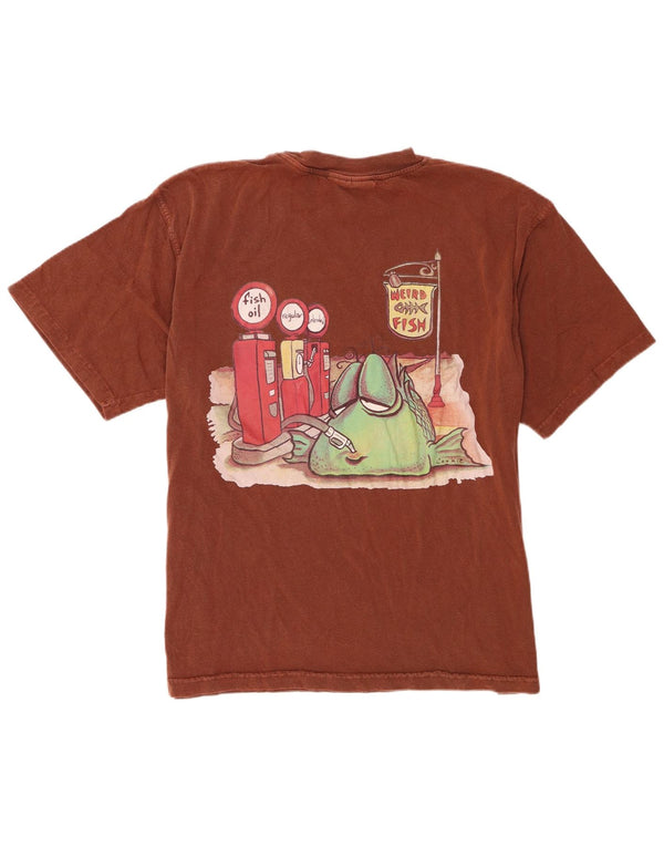 Weird Fish Herren Grafik T-Shirt Top XL Braun Baumwolle