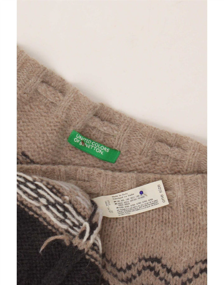 Benetton Damen-Strick-Midirock, Einheitsgröße, braun, geometrisch, Wolle, ethnischer Stil