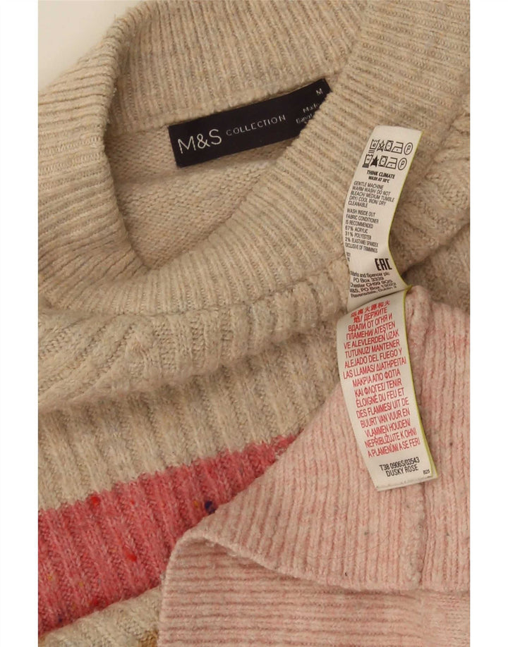 Marks & Spencer Damen-Pullover mit Rundhalsausschnitt, Gr. 16, Mittelrosa gestreift