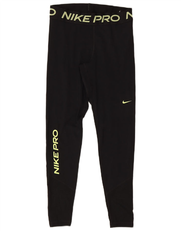Nike Damen Dri Fit Graphic Leggings UK 12 Mittelschwarzes Polyester