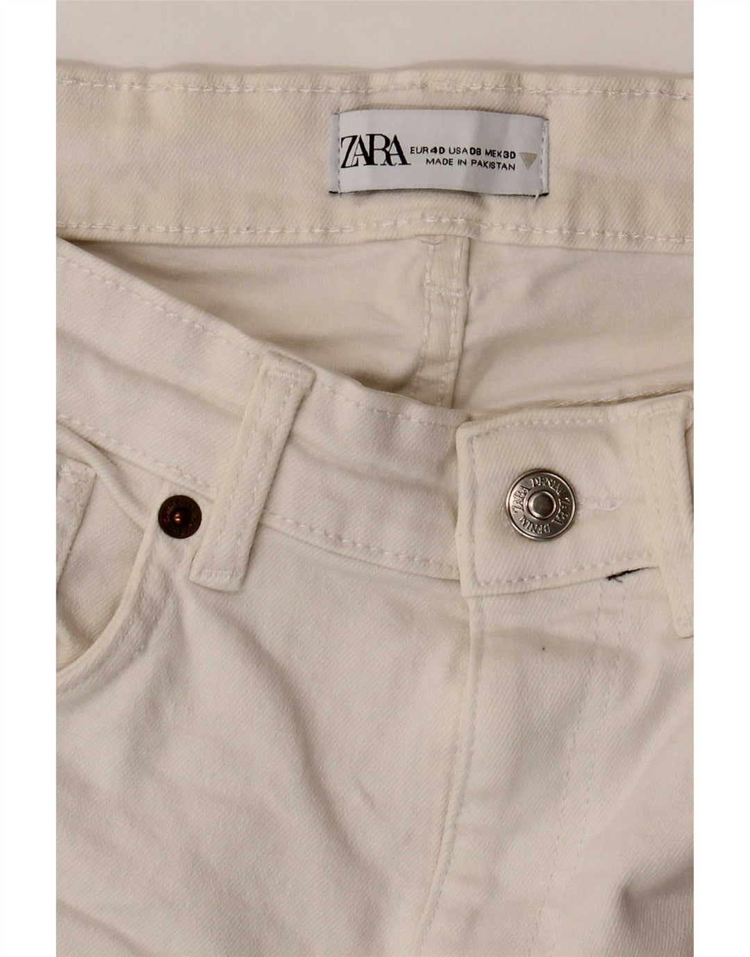 Zara Damen-Cropped-Jeans, EU 40, M, W30, L23, Weiß