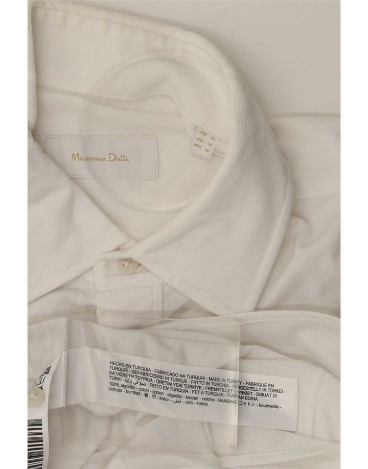 Massimo Dutti Herren Kurzarmhemd Mittelweiße Baumwolle