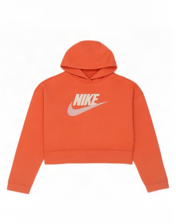Nike Crop Graphic Hoodie-Pullover für Mädchen, 10–11 Jahre, mittelorange Baumwolle
