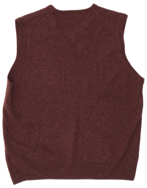 Marks & Spencer Damen Weste Tank Top UK 18 XL Burgunderrot meliert Lammwolle