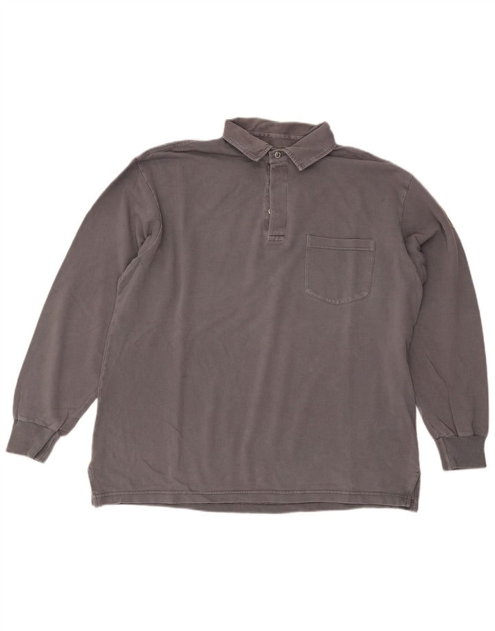 Murphy & Nye Herren Sailmakers Langarm-Poloshirt mit lockerer Passform Mittelgrau